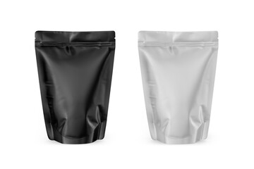 Stand Up Pouch Mockup 3D Rendering Isolated on White Background