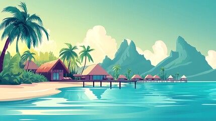 Obraz premium Tropical Beach Resort Sunrise.