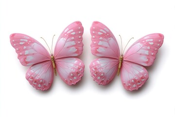 Delicate Pink Butterflies: A Pair of Pastel Wings on White