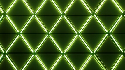 Obraz premium Geometric pattern of glowing green triangles