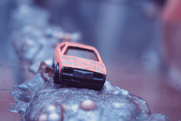 Close up of a toy car