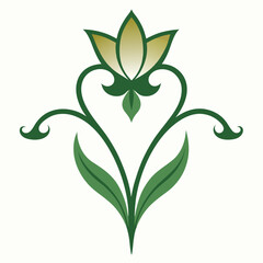 Art nouveau flower element with flowing stems