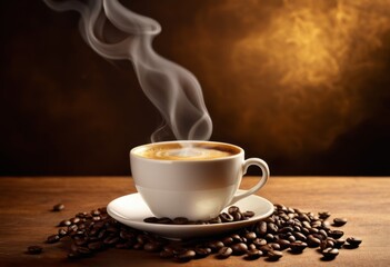 There's a cup of coffee steam coming up from inside