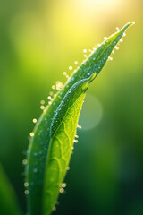 Obraz premium green leaf with water drops