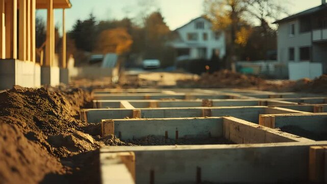 New Home Construction Foundation Formwork and Concrete Preparation