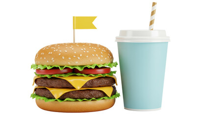 Isolated burger and drink