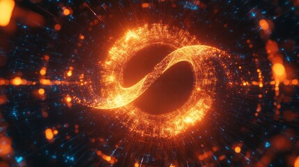 Naklejka premium Abstract swirling vortex of glowing particles