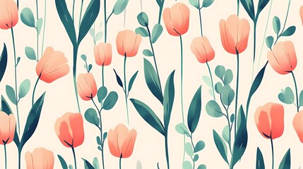 Pastel Tulips Floral Pattern. (3)