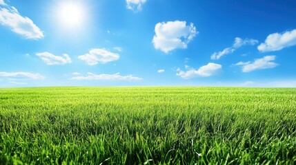 Obraz premium Serene Green Field Under a Bright Sunny Sky