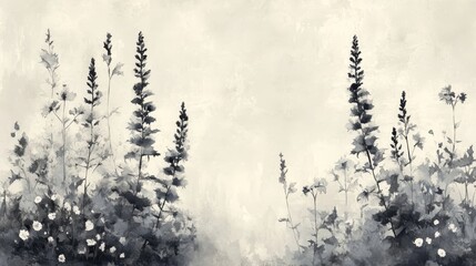 Monochromatic floral field scene in soft light.