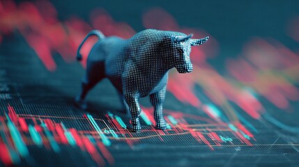 Dynamic stock market concept with financial charts, candlestick graphs, and global investment data on digital screen