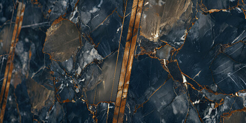 Dark Blue and Gold Marble Texture: Luxury Stone Background