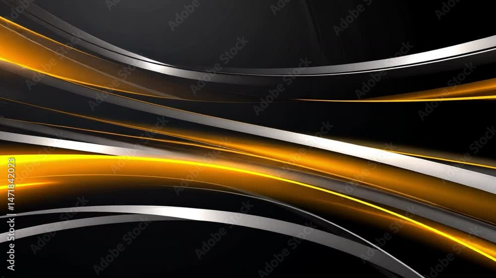 Aufkleber modern abstract background with smooth black, silver, and yellow curves dynamic design featuring ele