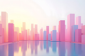 Fototapeta premium Reflective skyscraper business office buildings. Bottom up view of big modern city urban landscape offices.houses.modern.apartments bright saturated colors.generative ai