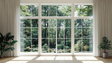 Spacious room with large windows and natural light.