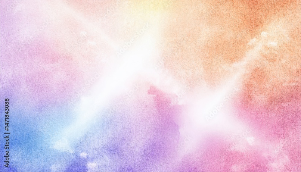 Poster pastel watercolor texture with glowing white x light burst for web background, print poster, or bran