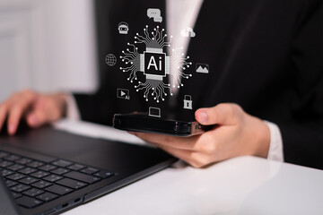 Artificial intelligence technology ai digital innovation image generation chatbot business...