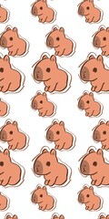 Cute Capybara Seamless Cartoon Pattern