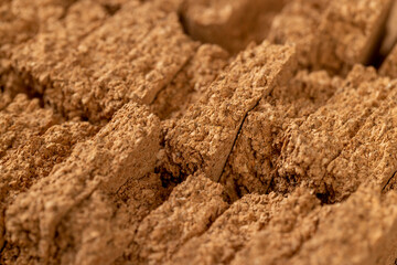 cork for industry and household needs, natural material that is obtained from the bark of a cork tree closeup