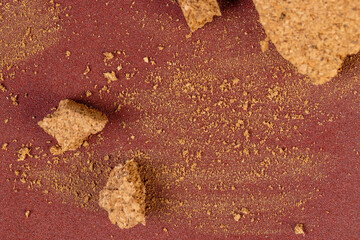 small pieces of cork bark for polishing, close up