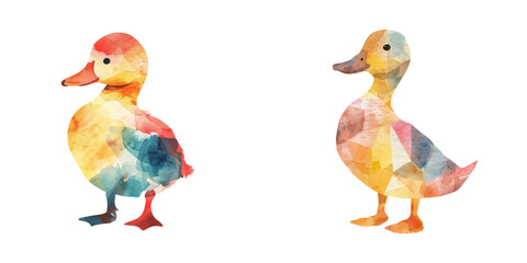 abstract color silhouette of duck watercolor vector illustration