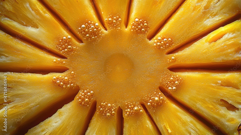 Poster pineapple core abstract - artistic shot of pineapple core with radial symmetry, natural fibonacci pa