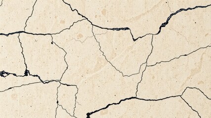 Fototapeta premium Abstract Beige Texture with Dark Crack Lines, Ideal for Backgrounds and Design Projects