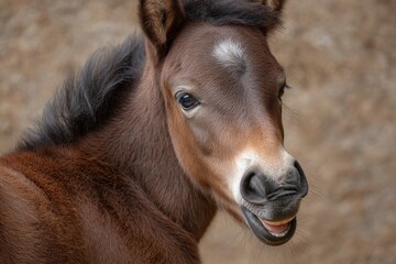 Playful Brown Foal: A Close-Up Portrait