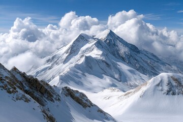 Majestic Snow-Capped Peaks: A Serene Winter Landscape