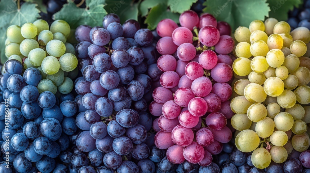 Poster grape color gradient - cluster showing natural color variation from green to deep purple