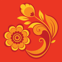 Abstract floral vector pattern design with colorful flowers, leaves, and decorative elements creates a vibrant spring or summer illustration for wallpaper or card art