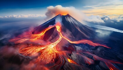 volcano in the morning
