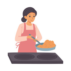 Home Cooking Scene – Person Preparing a Meal on a Modern Stove