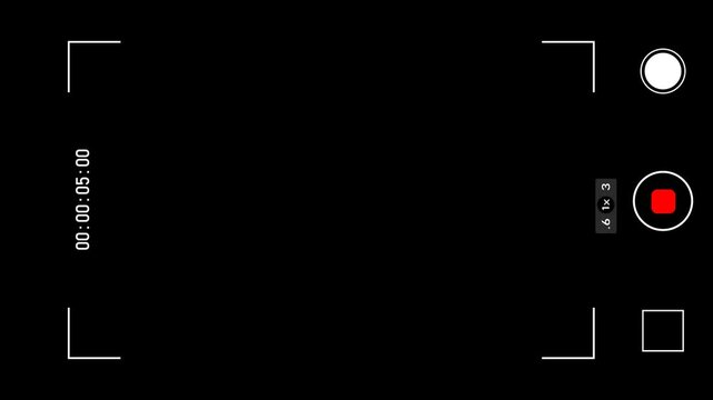 Vertical Smartphone Camera Recording Overlay with Timecode and Frame for Streaming and Video Footage 4k with alpha channel