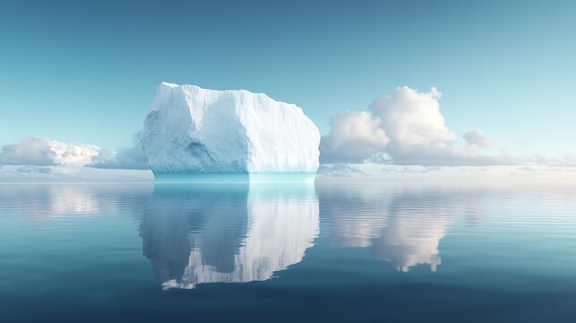 An iceberg floating in the ocean