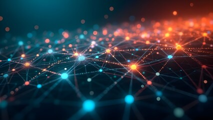 digital space displays a network of interconnected nodes and edges.