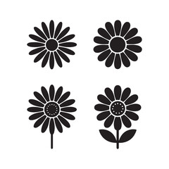 Daisy Flower Silhouette Vector In Floral Style