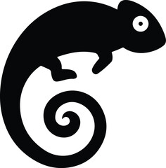 Obraz premium Stylized Chameleon with Spiral Tail – Artistic Reptile Line Illustration