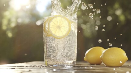Sparkling Lemonade Splash in Garden