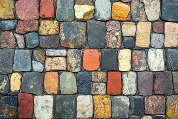 Colorful, textured stone pavement