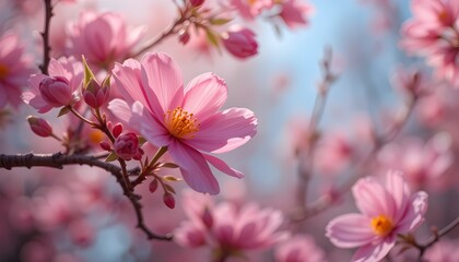 Obraz premium Spring Background with Fresh Blossoms and Soft Colors for Seasonal and Nature-Inspired Design