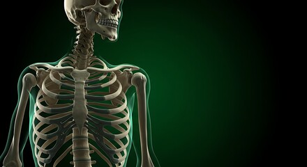 Anatomical Skeleton Illustration on Dark Background