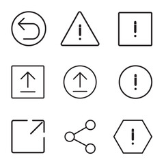 Minimal Arrow and Warning Icon Set – Line Style UI Symbols