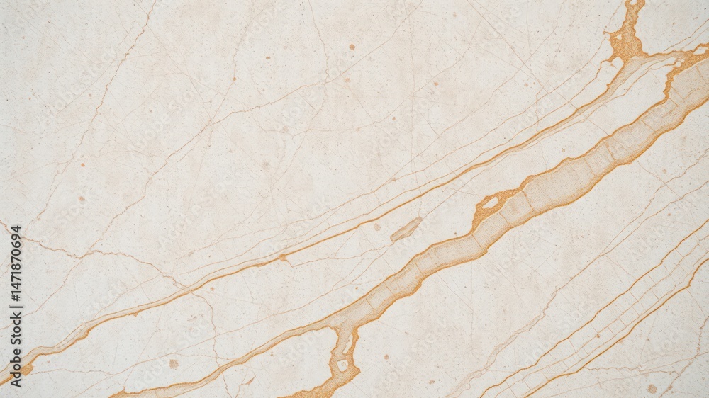 Poster high-resolution image of a light beige stone surface with intricate, thin, amber-colored veining cre