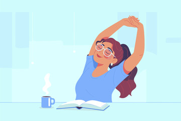 Relaxing during study time with coffee and book