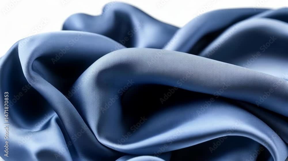 Poster elegant draped fabric featuring soft blue tones creating flowing abstract folds with subtle highligh