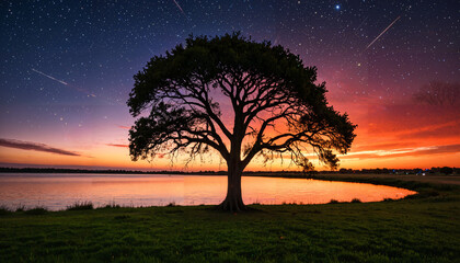 Le ciel étoilé au-dessus d'un arbre