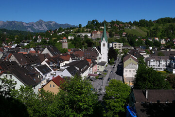 Der Blick von der Schattenburg auf Feldkirch ( Vorarlberg)