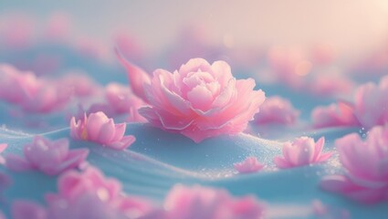 Ethereal Pink Lotus Blossom on Water