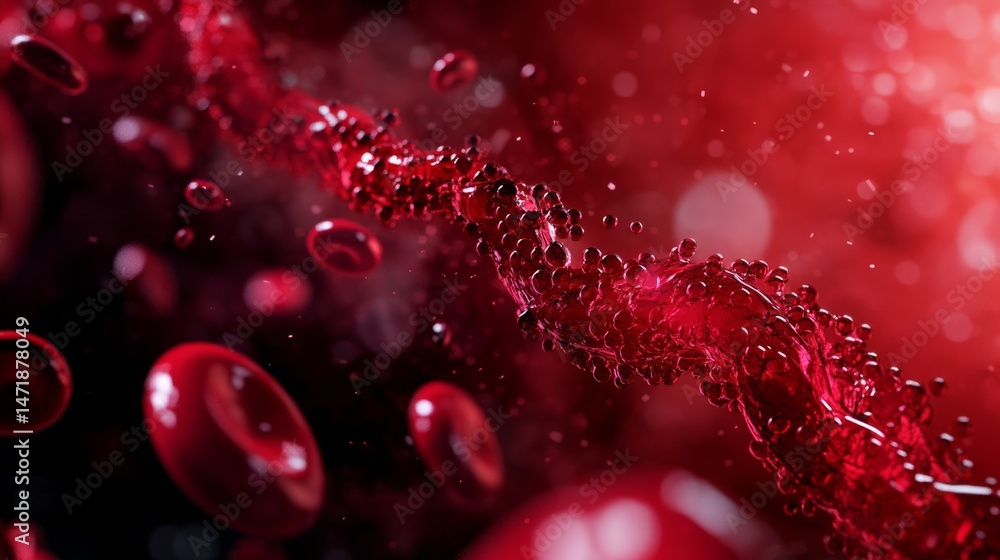 Poster high-tech visualization of blood components and dna structures